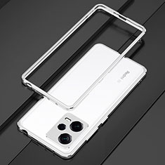Handyhülle Hülle Luxus Aluminium Metall Rahmen Tasche S01 für Xiaomi Redmi Note 12 Explorer Silber