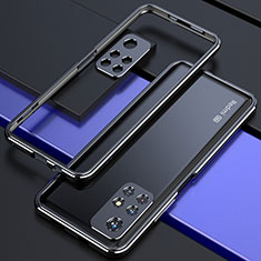 Handyhülle Hülle Luxus Aluminium Metall Rahmen Tasche S02 für Xiaomi Poco M4 Pro 5G Schwarz
