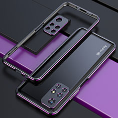 Handyhülle Hülle Luxus Aluminium Metall Rahmen Tasche S02 für Xiaomi Poco M4 Pro 5G Violett