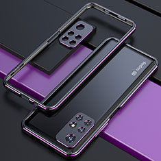 Handyhülle Hülle Luxus Aluminium Metall Rahmen Tasche S02 für Xiaomi Redmi Note 11T 5G Violett
