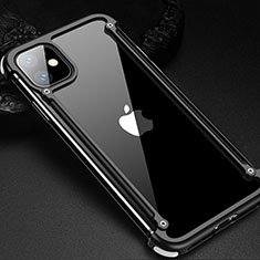 Handyhülle Hülle Luxus Aluminium Metall Rahmen Tasche T01 für Apple iPhone 11 Schwarz
