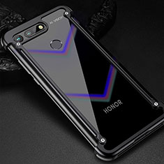 Handyhülle Hülle Luxus Aluminium Metall Rahmen Tasche T01 für Huawei Honor V20 Schwarz