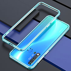 Handyhülle Hülle Luxus Aluminium Metall Rahmen Tasche T01 für Huawei P20 Lite (2019) Cyan