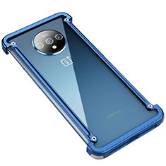 Handyhülle Hülle Luxus Aluminium Metall Rahmen Tasche T01 für OnePlus 7T Blau