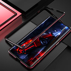 Handyhülle Hülle Luxus Aluminium Metall Rahmen Tasche T01 für Oppo Find X2 Rot