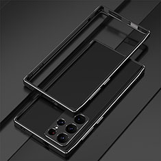 Handyhülle Hülle Luxus Aluminium Metall Rahmen Tasche T01 für Samsung Galaxy S21 Ultra 5G Schwarz