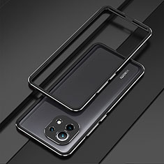 Handyhülle Hülle Luxus Aluminium Metall Rahmen Tasche T01 für Xiaomi Mi 11 Lite 5G NE Schwarz