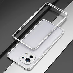 Handyhülle Hülle Luxus Aluminium Metall Rahmen Tasche T01 für Xiaomi Mi 11 Lite 5G Silber