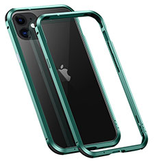 Handyhülle Hülle Luxus Aluminium Metall Rahmen Tasche T02 für Apple iPhone 12 Grün