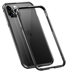 Handyhülle Hülle Luxus Aluminium Metall Rahmen Tasche T02 für Apple iPhone 12 Pro Max Schwarz