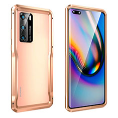 Handyhülle Hülle Luxus Aluminium Metall Rahmen Tasche T02 für Huawei P40 Gold