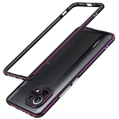 Handyhülle Hülle Luxus Aluminium Metall Rahmen Tasche T02 für Xiaomi Mi 11 Lite 5G NE Violett
