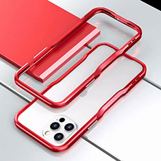 Handyhülle Hülle Luxus Aluminium Metall Rahmen Tasche T03 für Apple iPhone 12 Pro Max Rot