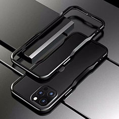 Handyhülle Hülle Luxus Aluminium Metall Rahmen Tasche T03 für Apple iPhone 12 Pro Max Schwarz