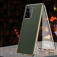 Handyhülle Hülle Luxus Aluminium Metall Tasche 360 Grad Ganzkörper D01 für Samsung Galaxy S21 Ultra 5G Grün