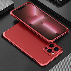 Handyhülle Hülle Luxus Aluminium Metall Tasche 360 Grad Ganzkörper für Apple iPhone 13 Pro Max Rot