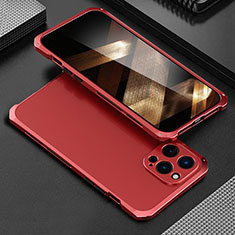 Handyhülle Hülle Luxus Aluminium Metall Tasche 360 Grad Ganzkörper für Apple iPhone 15 Pro Rot
