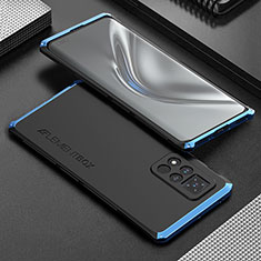 Handyhülle Hülle Luxus Aluminium Metall Tasche 360 Grad Ganzkörper für Huawei Honor V40 5G Blau und Schwarz