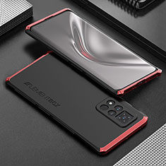 Handyhülle Hülle Luxus Aluminium Metall Tasche 360 Grad Ganzkörper für Huawei Honor V40 5G Rot und Schwarz