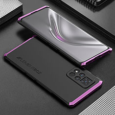 Handyhülle Hülle Luxus Aluminium Metall Tasche 360 Grad Ganzkörper für Huawei Honor V40 5G Violett