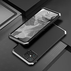 Handyhülle Hülle Luxus Aluminium Metall Tasche 360 Grad Ganzkörper für Huawei Nova 8 SE 4G Silber und Schwarz