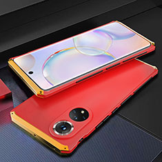 Handyhülle Hülle Luxus Aluminium Metall Tasche 360 Grad Ganzkörper für Huawei Nova 9 Gold und Rot