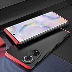 Handyhülle Hülle Luxus Aluminium Metall Tasche 360 Grad Ganzkörper für Huawei Nova 9 Rot und Schwarz