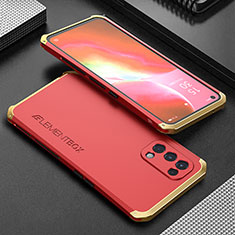 Handyhülle Hülle Luxus Aluminium Metall Tasche 360 Grad Ganzkörper für Oppo K9 5G Gold und Rot