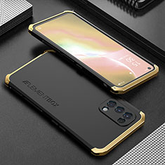 Handyhülle Hülle Luxus Aluminium Metall Tasche 360 Grad Ganzkörper für Oppo K9 5G Gold und Schwarz