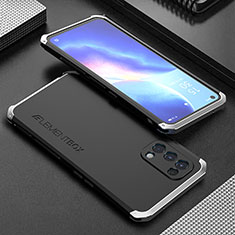 Handyhülle Hülle Luxus Aluminium Metall Tasche 360 Grad Ganzkörper für Oppo K9 5G Silber und Schwarz