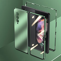 Handyhülle Hülle Luxus Aluminium Metall Tasche 360 Grad Ganzkörper für Samsung Galaxy Z Fold3 5G Grün