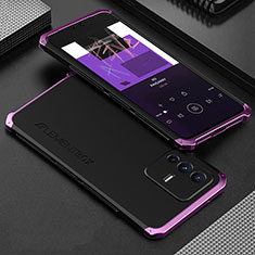 Handyhülle Hülle Luxus Aluminium Metall Tasche 360 Grad Ganzkörper für Vivo V23 Pro 5G Violett