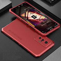 Handyhülle Hülle Luxus Aluminium Metall Tasche 360 Grad Ganzkörper für Vivo X70 5G Rot