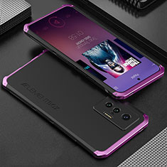 Handyhülle Hülle Luxus Aluminium Metall Tasche 360 Grad Ganzkörper für Vivo X70 5G Violett