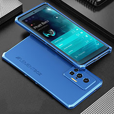 Handyhülle Hülle Luxus Aluminium Metall Tasche 360 Grad Ganzkörper für Vivo X70 Pro 5G Blau