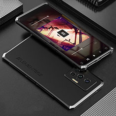 Handyhülle Hülle Luxus Aluminium Metall Tasche 360 Grad Ganzkörper für Vivo X70 Pro 5G Silber und Schwarz