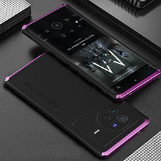Handyhülle Hülle Luxus Aluminium Metall Tasche 360 Grad Ganzkörper für Vivo X80 Pro 5G Violett