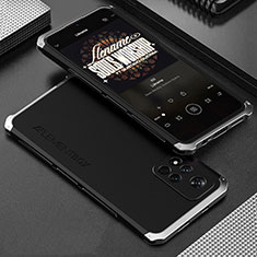 Handyhülle Hülle Luxus Aluminium Metall Tasche 360 Grad Ganzkörper für Xiaomi Mi 11i 5G (2022) Silber und Schwarz