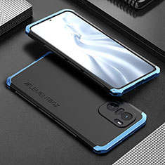 Handyhülle Hülle Luxus Aluminium Metall Tasche 360 Grad Ganzkörper für Xiaomi Mi 11i 5G Blau und Schwarz