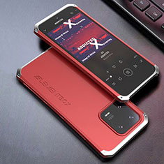 Handyhülle Hülle Luxus Aluminium Metall Tasche 360 Grad Ganzkörper für Xiaomi Mi 13 Pro 5G Silber und Rot