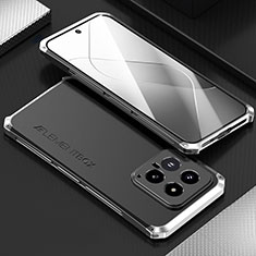 Handyhülle Hülle Luxus Aluminium Metall Tasche 360 Grad Ganzkörper für Xiaomi Mi 14 5G Silber und Schwarz