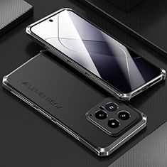 Handyhülle Hülle Luxus Aluminium Metall Tasche 360 Grad Ganzkörper für Xiaomi Mi 14 Pro 5G Schwarz