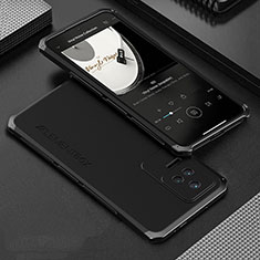 Handyhülle Hülle Luxus Aluminium Metall Tasche 360 Grad Ganzkörper für Xiaomi Poco F4 5G Schwarz