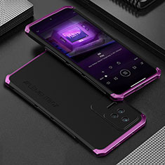 Handyhülle Hülle Luxus Aluminium Metall Tasche 360 Grad Ganzkörper für Xiaomi Poco F4 5G Violett