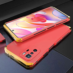Handyhülle Hülle Luxus Aluminium Metall Tasche 360 Grad Ganzkörper für Xiaomi Poco X3 GT 5G Gold und Rot