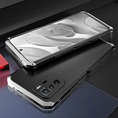 Handyhülle Hülle Luxus Aluminium Metall Tasche 360 Grad Ganzkörper für Xiaomi Poco X3 GT 5G Silber und Schwarz