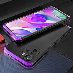 Handyhülle Hülle Luxus Aluminium Metall Tasche 360 Grad Ganzkörper für Xiaomi Poco X3 GT 5G Violett