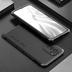 Handyhülle Hülle Luxus Aluminium Metall Tasche 360 Grad Ganzkörper für Xiaomi Redmi K40 Pro+ Plus 5G Schwarz