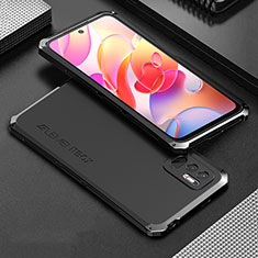 Handyhülle Hülle Luxus Aluminium Metall Tasche 360 Grad Ganzkörper für Xiaomi Redmi Note 10 JE 5G Schwarz