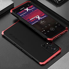 Handyhülle Hülle Luxus Aluminium Metall Tasche 360 Grad Ganzkörper für Xiaomi Redmi Note 11 Pro+ Plus 5G Rot und Schwarz